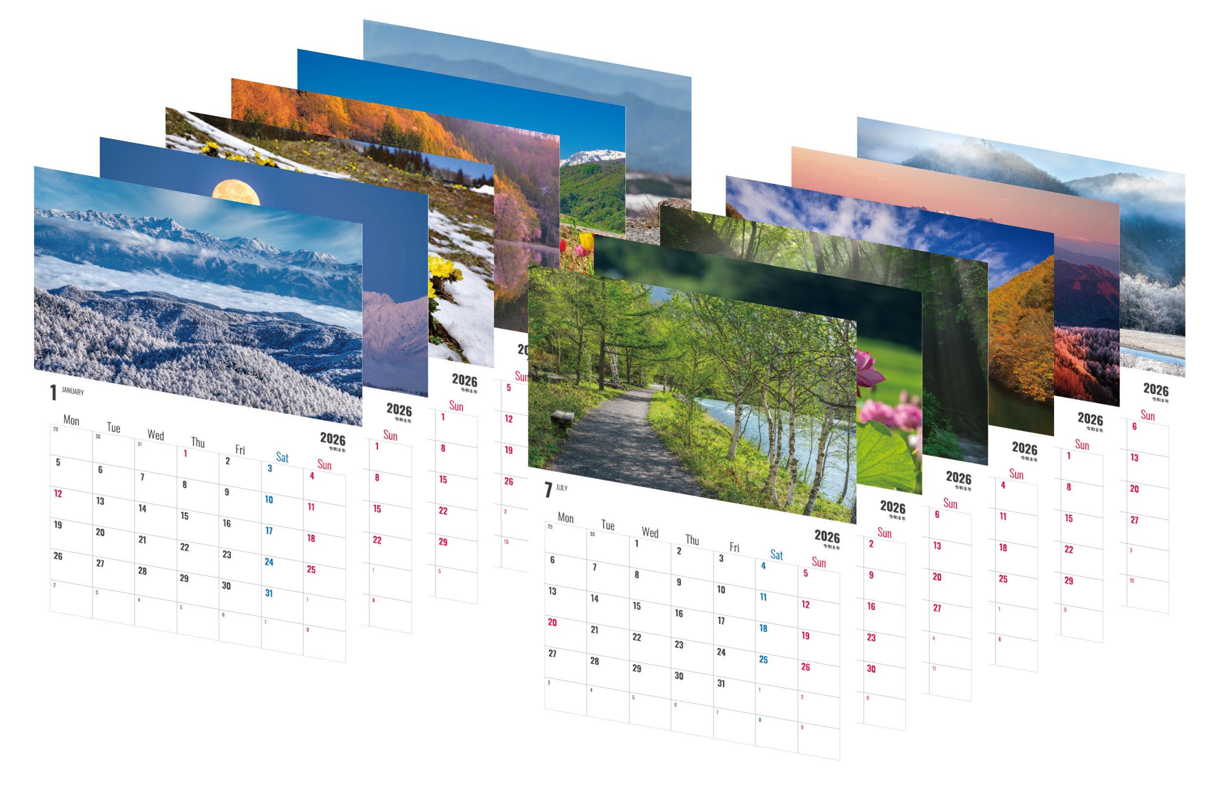 【カレンダー】2026年1月～12月　Aタイプ