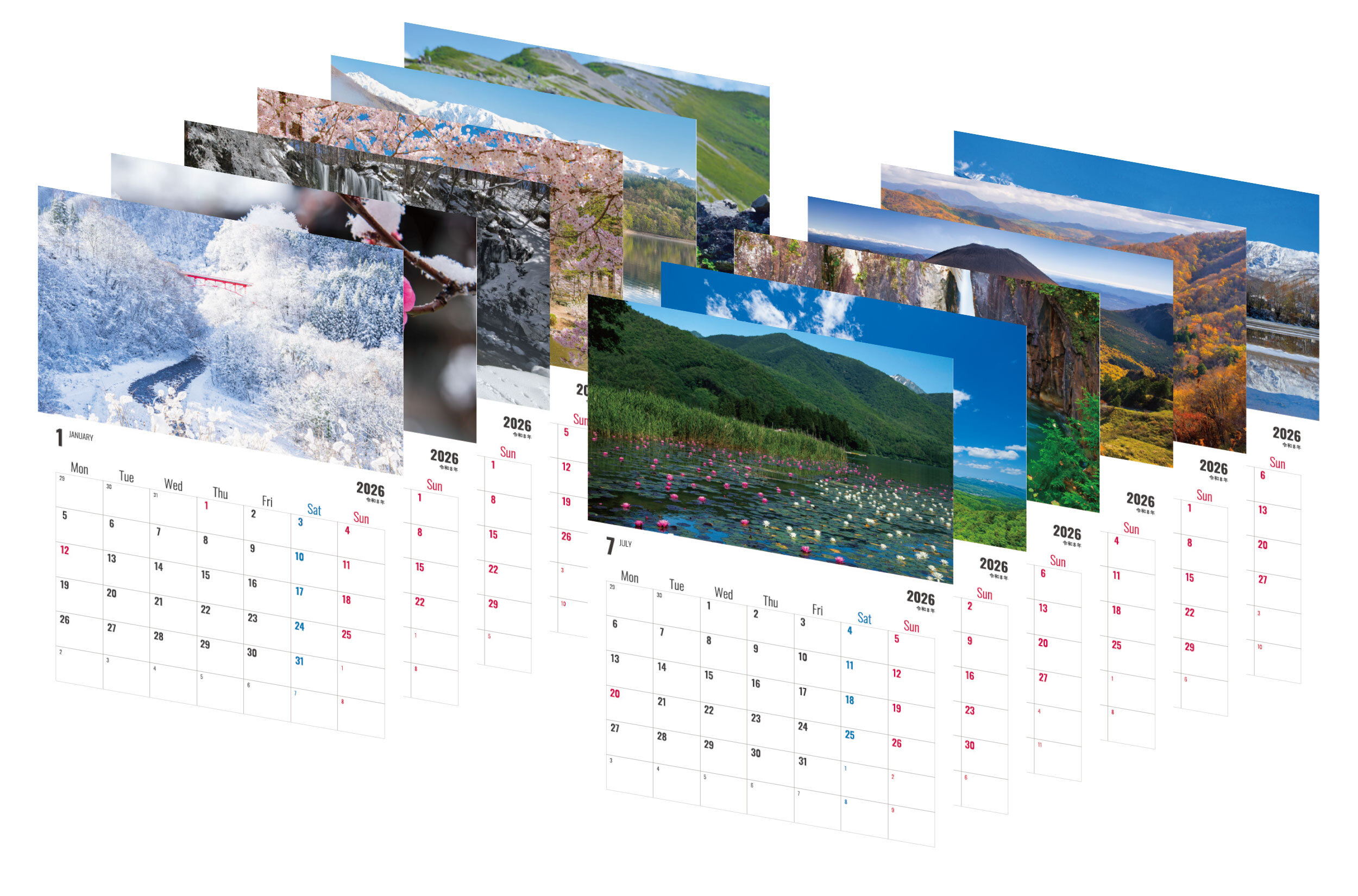 【カレンダー】2026年1月～12月　Bタイプ